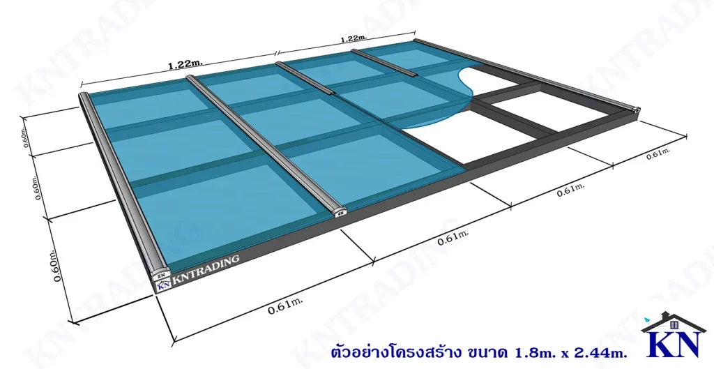 จำลองตัวอย่างการติดตั้งแผ่นโพลีคาร์บอเนตแผ่นตัน